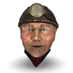 Vintage Lakeland Studios Masquerade Miner Wall Head Bust Chalkware Decor 1998